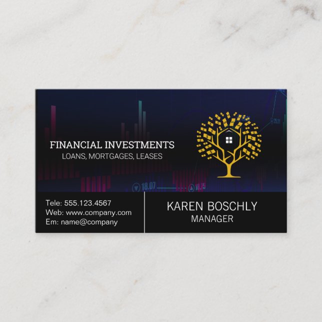 Money Tree Logo | Investments  Business Card (Front)