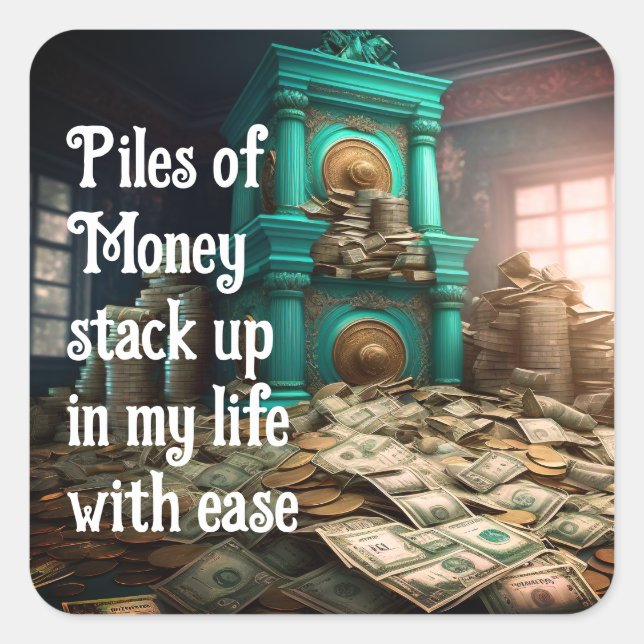 Money Wealth Prosperity Abundance Affirmations Square Sticker (Front)