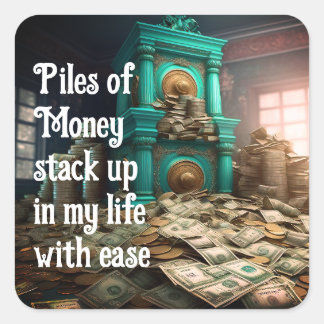 Money Wealth Prosperity Abundance Affirmations Square Sticker