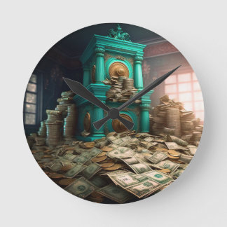 Money Wealth Prosperity Abundance Treasure Room Round Clock