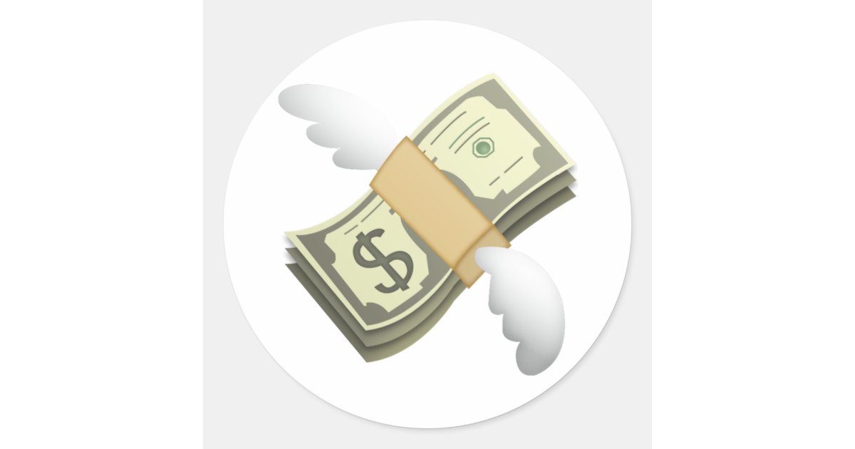 Money with Wings Emoji Classic Round Sticker Zazzle