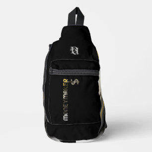 MONEYMAKER Black Sling Bag Trend Abstract
