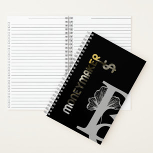 MONEYMAKER Spiral Notebook Abstract Black White