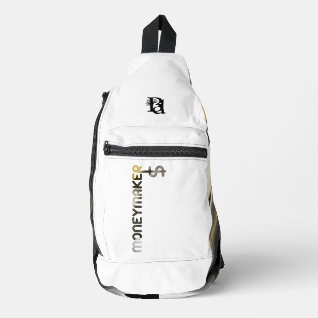 MONEYMAKER White Sling Bag Trend Abstract Black (Front)