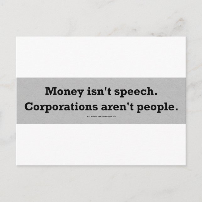 MoneySpeechCorpPerson Postcard (Front)