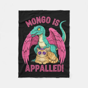 Mongo is Appalled Gaming Raptor Cat Funny Retro Fleece Blanket