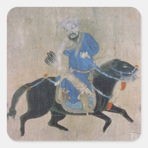 Mongol archer on horseback square sticker