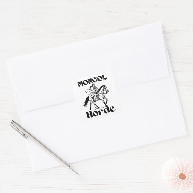 Mongol Horde Mongolian Warrior Horseman Square Sticker (Envelope)