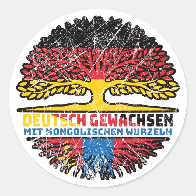 Mongolei Mongolisch Deutschland Baum Classic Round Sticker (Front)