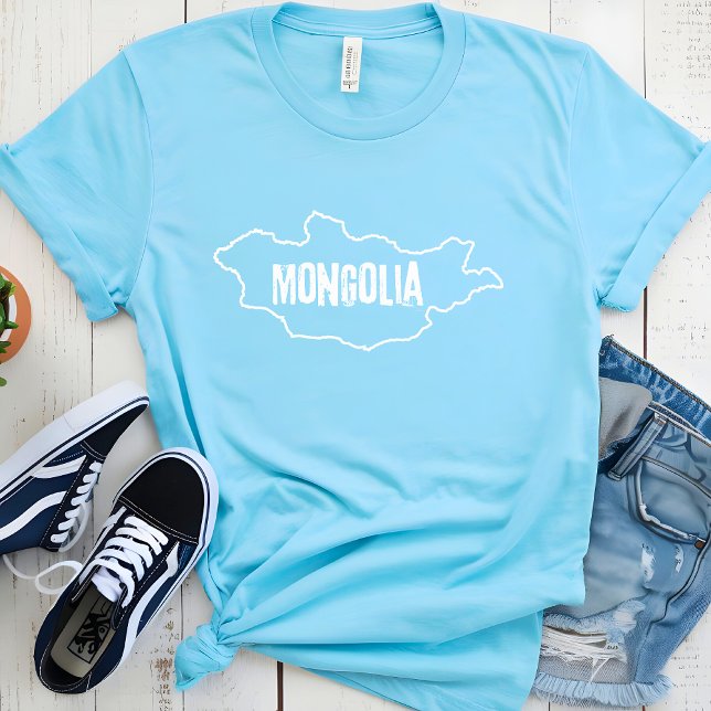 Mongolia Country Map Mongolian Border Outline Line T-Shirt (Creator Uploaded)