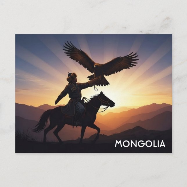 Mongolia eagle hunter Postcard (Front)
