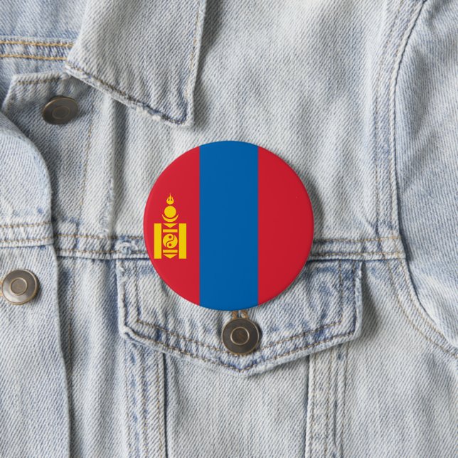 Mongolia flag 7.5 cm round badge (In Situ)