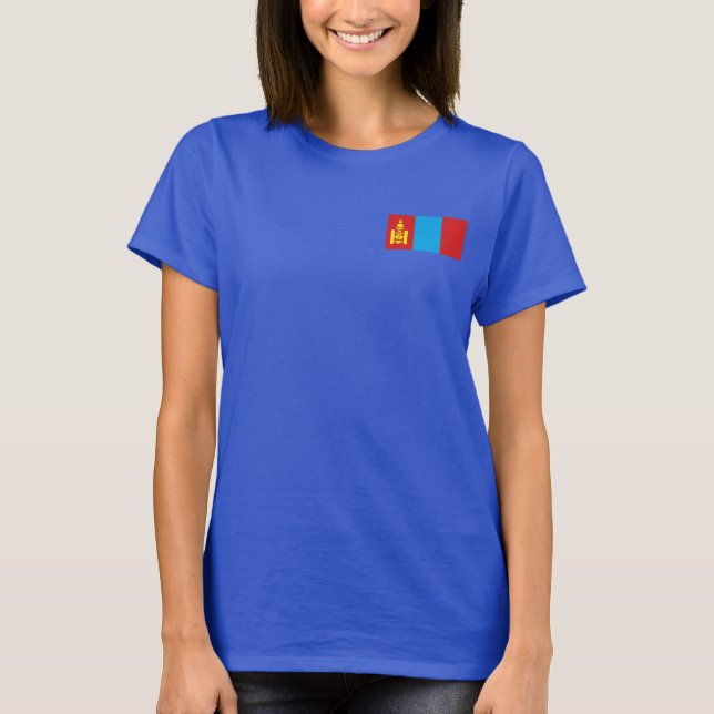 Mongolia Flag and Map dk T-Shirt (Front)