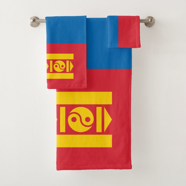 Mongolia Flag Bath Towel Set (Insitu)