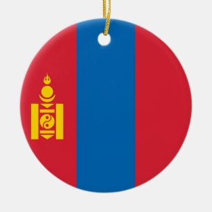 Mongolia flag ceramic tree decoration
