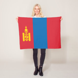 Mongolia Flag Fleece Blanket