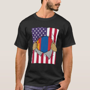 Mongolia Flag Inside Me Home Pride Mongolian Ameri T-Shirt