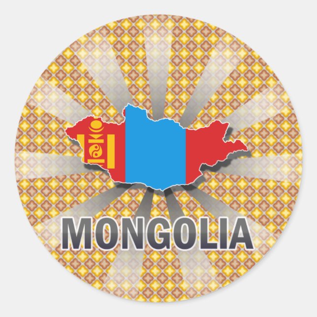 Mongolia Flag Map 2.0 Classic Round Sticker (Front)