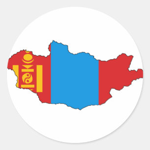Mongolia flag map classic round sticker