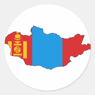 Mongolia flag map classic round sticker