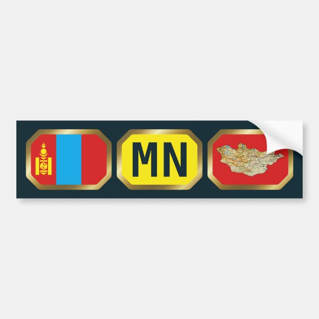 Mongolia Flag Map Code Bumper Sticker (Front)