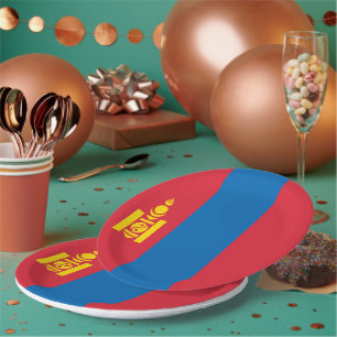 Mongolia flag paper plate
