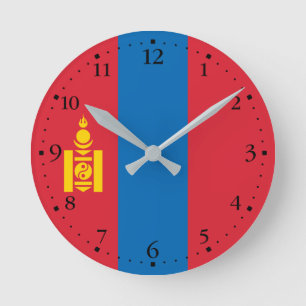 Mongolia Flag Round Clock