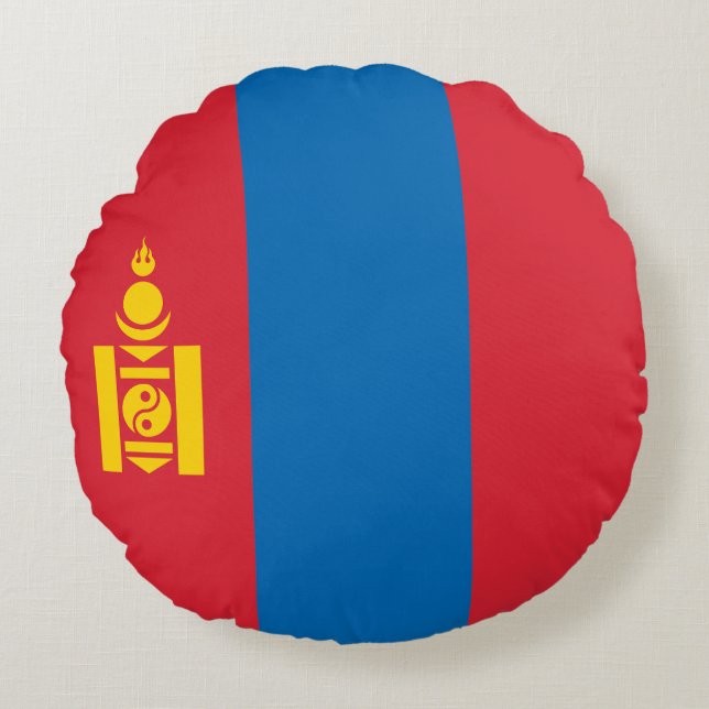 Mongolia Flag Round Cushion (Front)