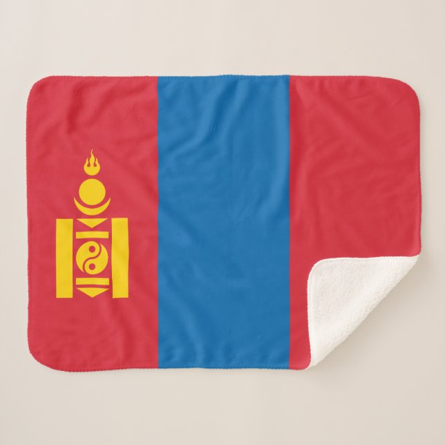 Mongolia Flag Sherpa Blanket (Front (Horizontal))