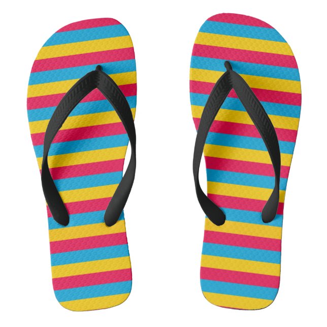 Mongolia flag stripes country symbol magenta cyan  flip flops (Footbed)