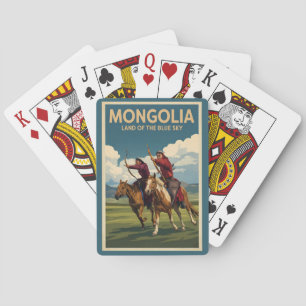 Mongolia Horsemen Illustration Travel Art Vintage Playing Cards