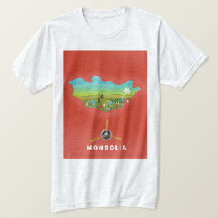 Mongolia Illustrated map tourism poster. T-Shirt