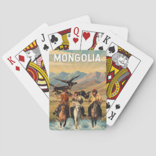 Mongolia Illustration Travel Art Vintage Playing Cards