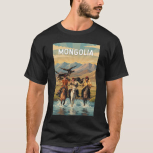 Mongolia Illustration Travel Art Vintage T-Shirt