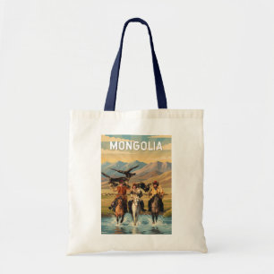 Mongolia Illustration Travel Art Vintage Tote Bag