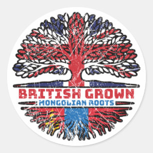 Mongolia Mongolian British UK Tree Roots Flag Classic Round Sticker