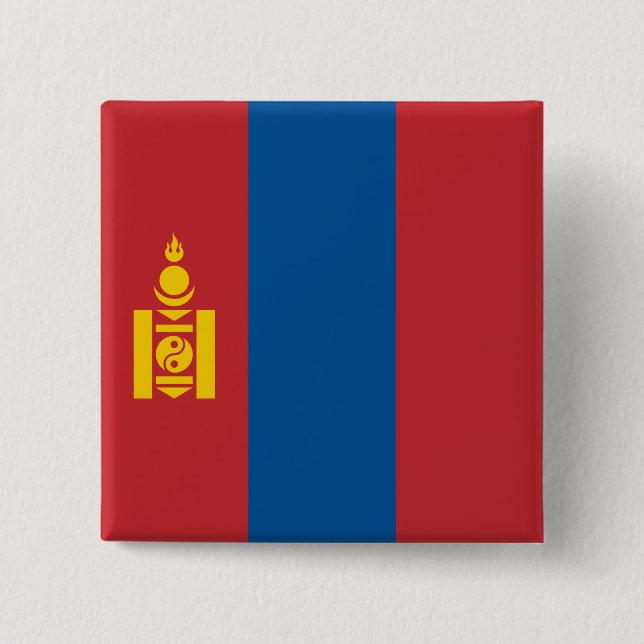 Mongolia (Mongolian) Flag 15 Cm Square Badge (Front)