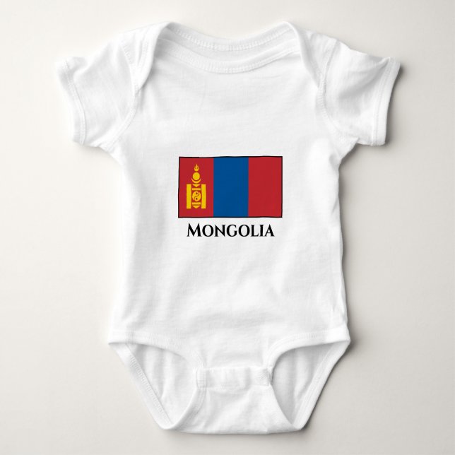 Mongolia (Mongolian) Flag Baby Bodysuit (Front)