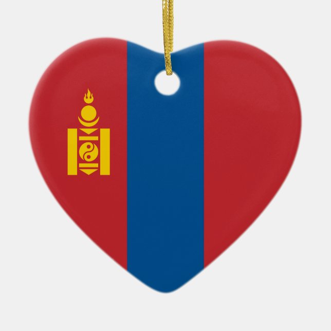 Mongolia – Mongolian Flag Ceramic Tree Decoration (Front)