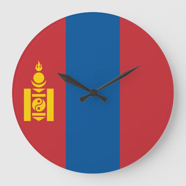 Mongolia (Mongolian) Flag Large Clock (Front)