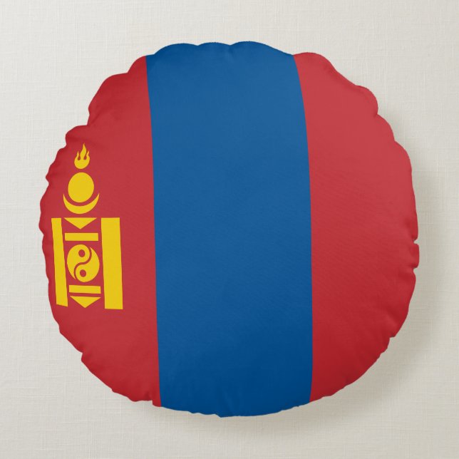 Mongolia (Mongolian) Flag Round Cushion (Front)