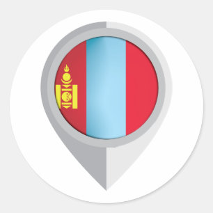 Mongolia Pin Location Flag Classic Round Sticker