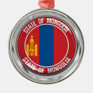 Mongolia Round Emblem Metal Tree Decoration