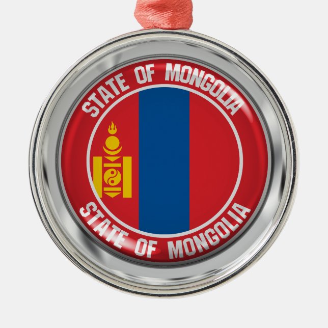 Mongolia Round Emblem Metal Tree Decoration (Front)