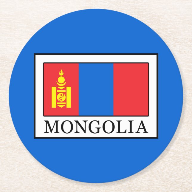 Mongolia Round Paper Coaster (Front)
