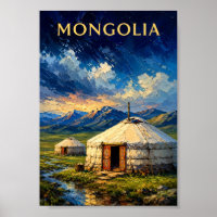 Mongolia: Serene Steppe Nomad Ger Art Souvenir