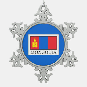 Mongolia Snowflake Pewter Christmas Ornament