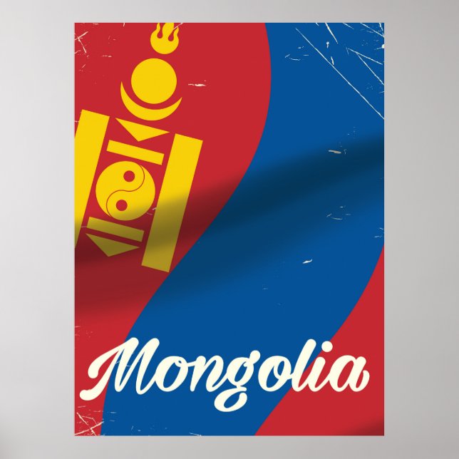 Mongolia vintage style travel poster (Front)