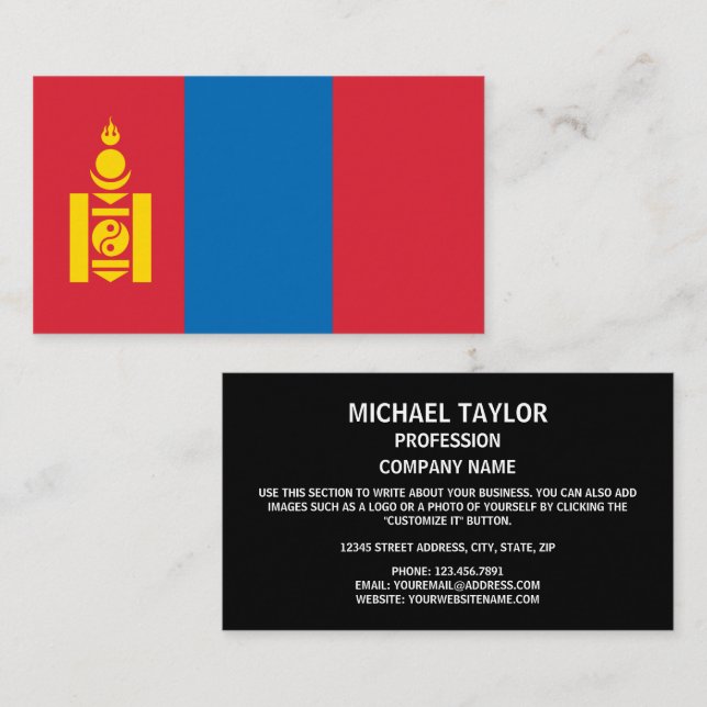 Mongolian Flag, Flag of Mongolia Business Card (Front/Back)