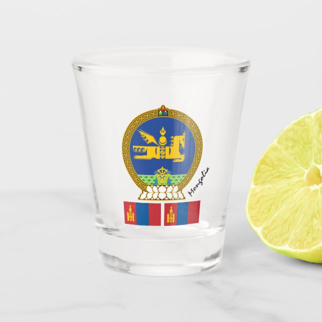 Mongolian Flag & Mongolia country patriot / sports Shot Glass (Front)